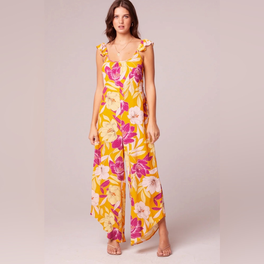 BOG Band of the Free EUPHORIA GOLD FLORAL WIDE LEG JUMPSUIT, XS, NWT - Picture 3 of 9